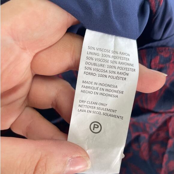 Jason Wu Dress Womens 2 Blue Red Floral Chiffon Shirt Collared Midi Tie Neck - Picture 6 of 11